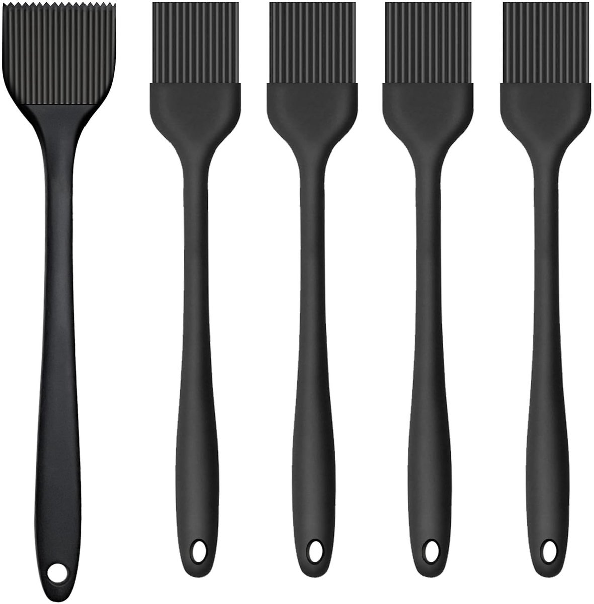 Dailygoods - Dailygoody - Keukenborstels - Hittebestendig - 5 Stuks - Zwart - Siliconen Kwast - Geschikt voor Barbecue en Bakken - Perfect voor Koken en Bakken