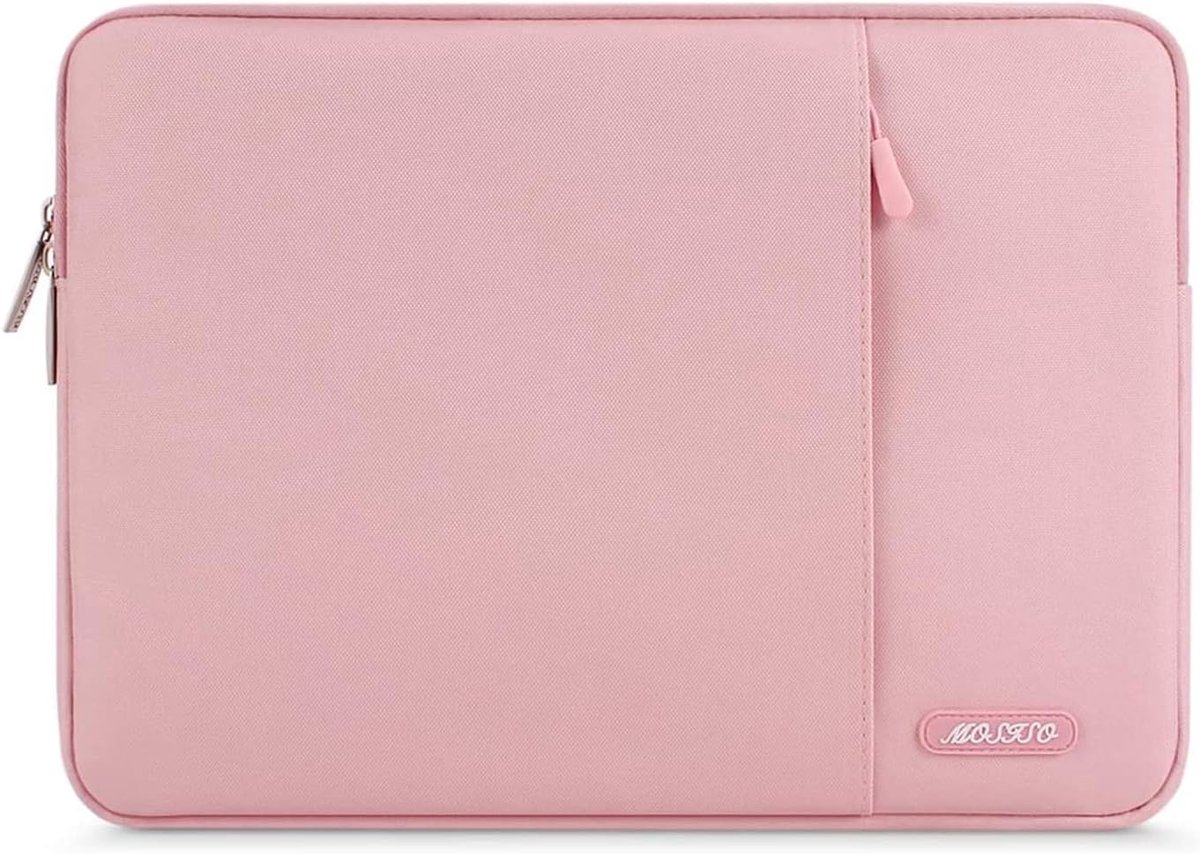Mosiso beschermhoes/etui voor laptop of notebook, van polyester, waterafstotend, verticaal georiënteerde stijl, roze