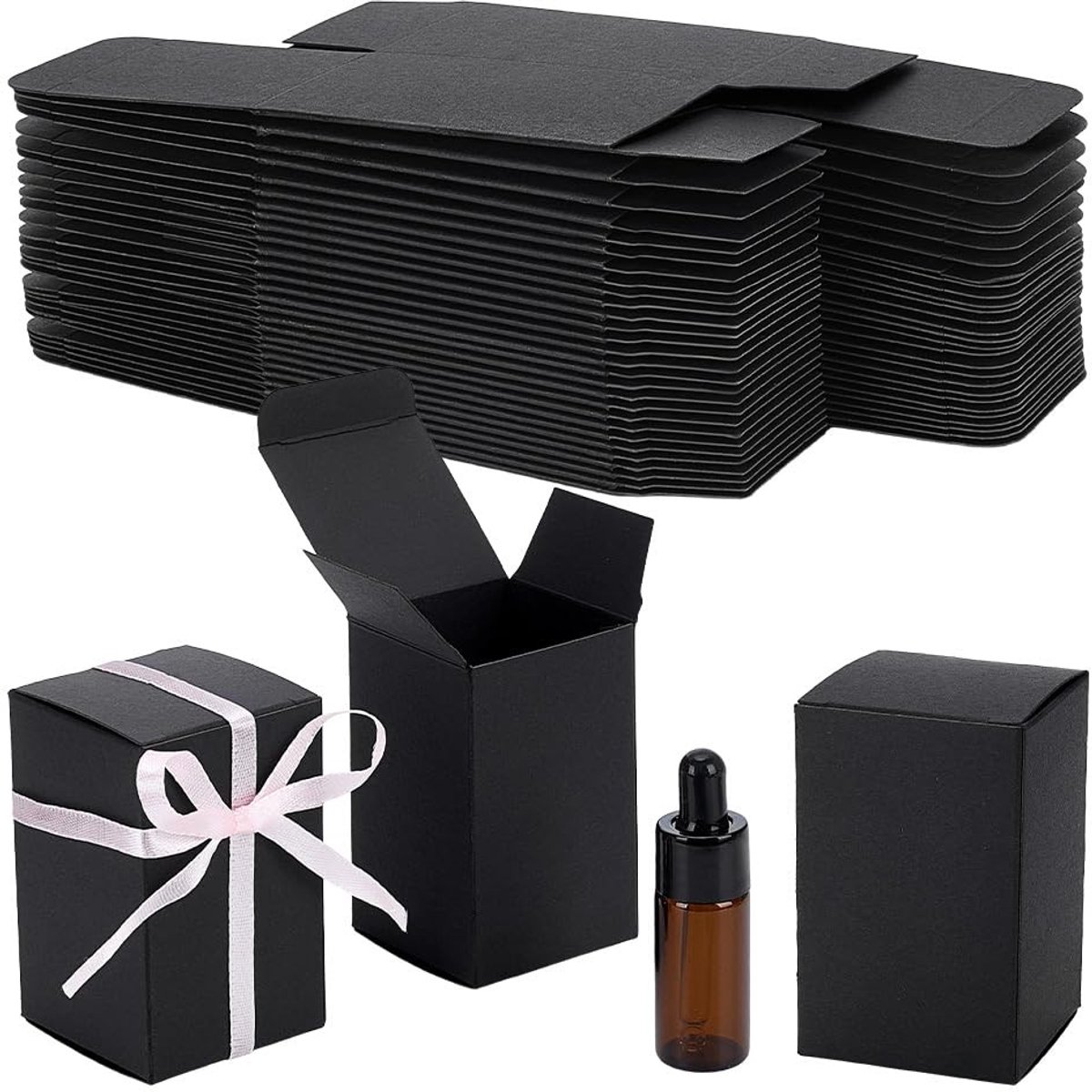 Dailygoods - Set van 30 Zwarte Papieren Dozen voor Etherische Oliën