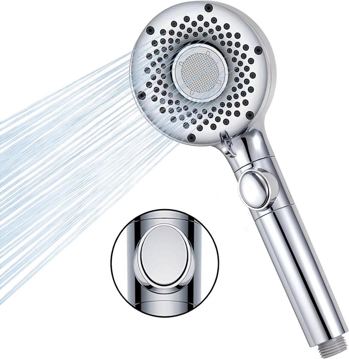 Waterbesparende Handdouche met 6 Jettypes, Ideaal voor Tegels en Huisdieren, Inclusief Waterstopfunctie