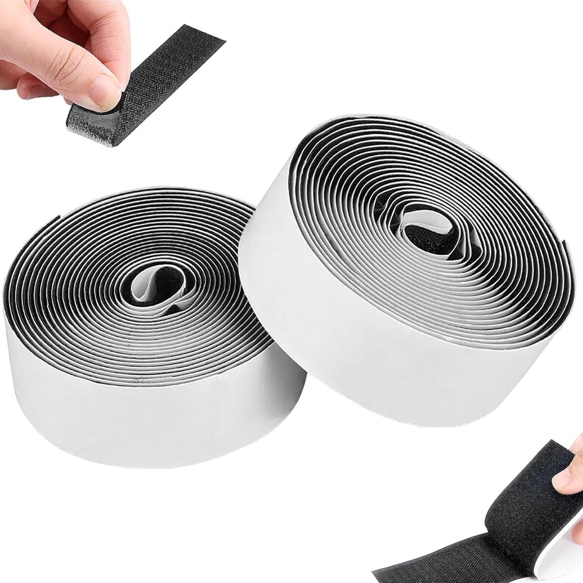 Zelfklevende Klittenband Tape, Extra Sterk, 50 mm Breed x 5 m, Dubbelzijdige Klittenband voor Stof, Vloerkleed en Vliegenscherm (Zwart)