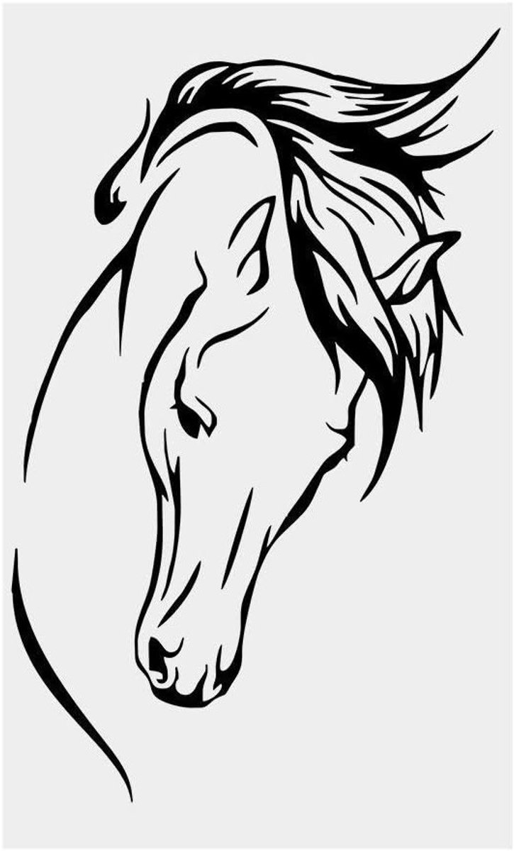 Muurstickers met Paardenhoofd - Verwijderbare Wanddecoratie voor Keuken, Woonkamer en Slaapkamer, DIY Kunst voor Deur en Muur