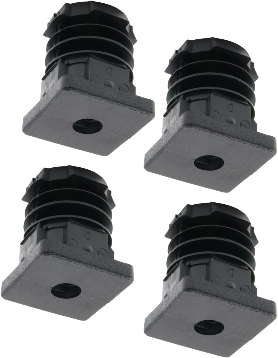 Dailygoody - Schroefdraadstop - Vierkante Buisstoppen - Hoogwaardig - Zwart - M8 Binnendraad - Voor 30 x 30 mm Buizen - Set van 4