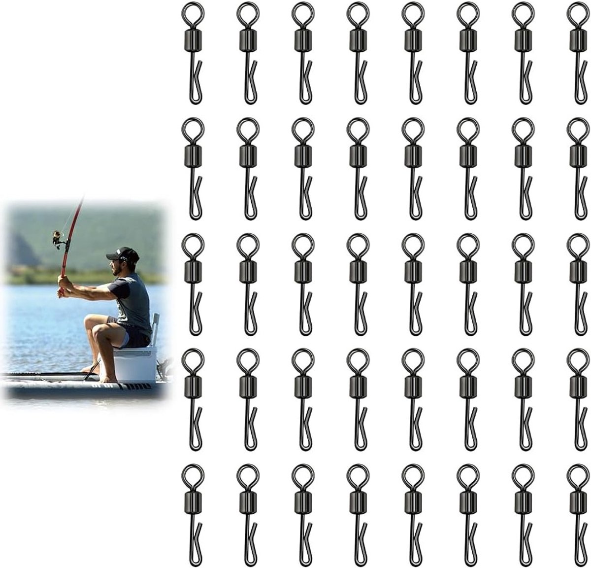 40 Stuks Vis Swivels en Clips, Karpers Clips, Snaps en Q-vormige Snelsluitingen voor Visverbindingen