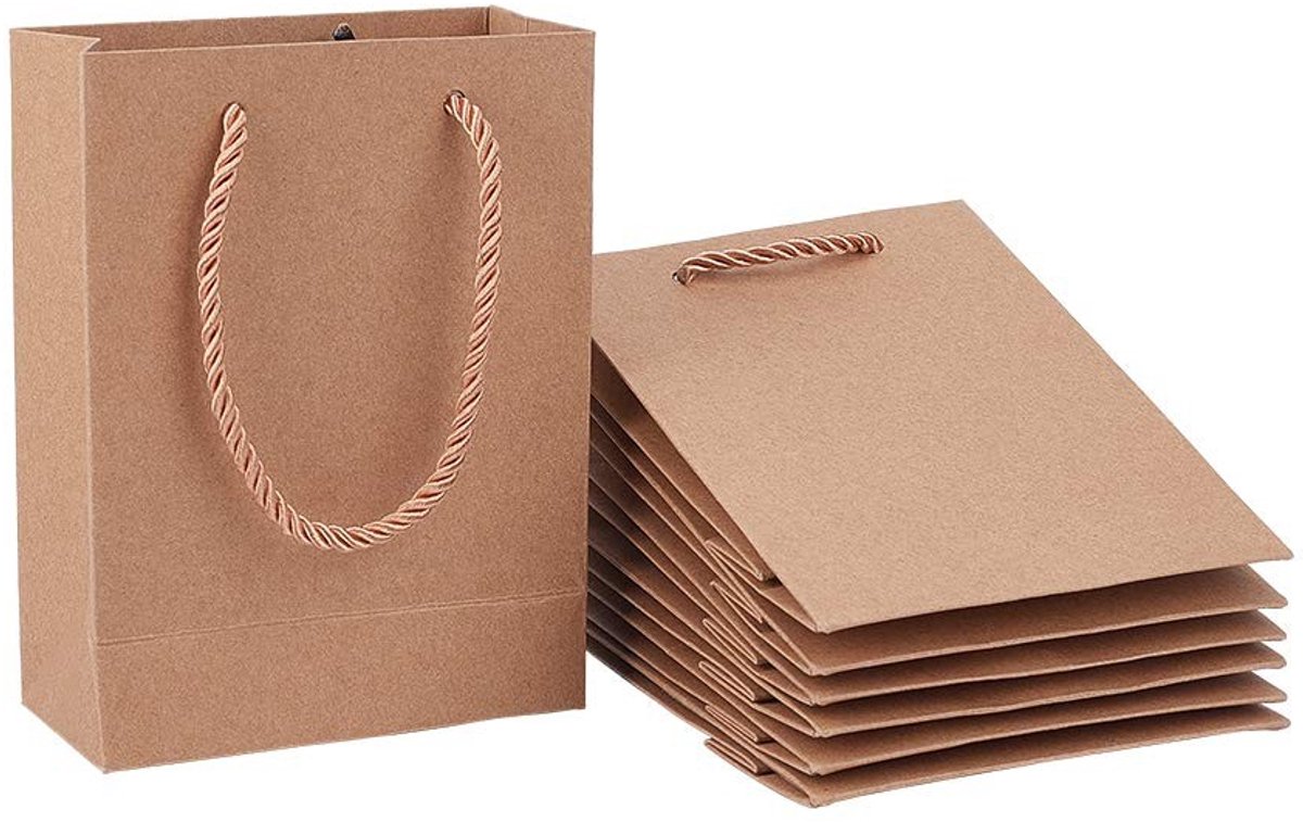 Dailygoods - Dailygoody - Herbruikbare geschenkzakjes - Kraftpapier - Duurzaam en biologisch afbreekbaar - 20 stuks - Perfect voor Moederdag, Vaderdag en verj