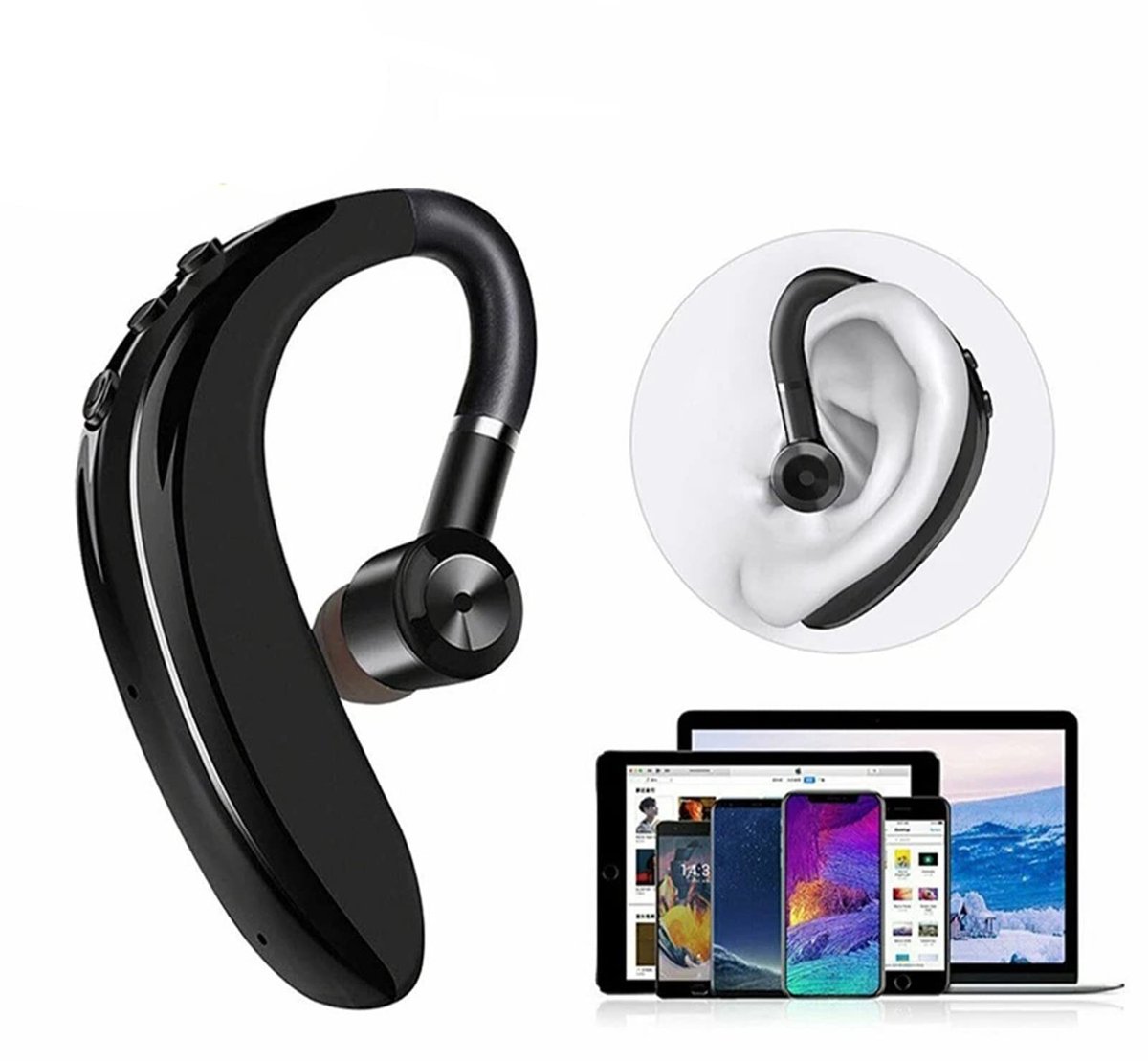 Dailygoods - Dailygoody - Bluetooth5.2-headset - Draadloze hoofdtelefoon - Ergonomisch ontwerp - Universeel voor linker- en rechteroor - HD-microfoon - Ideaal voor..