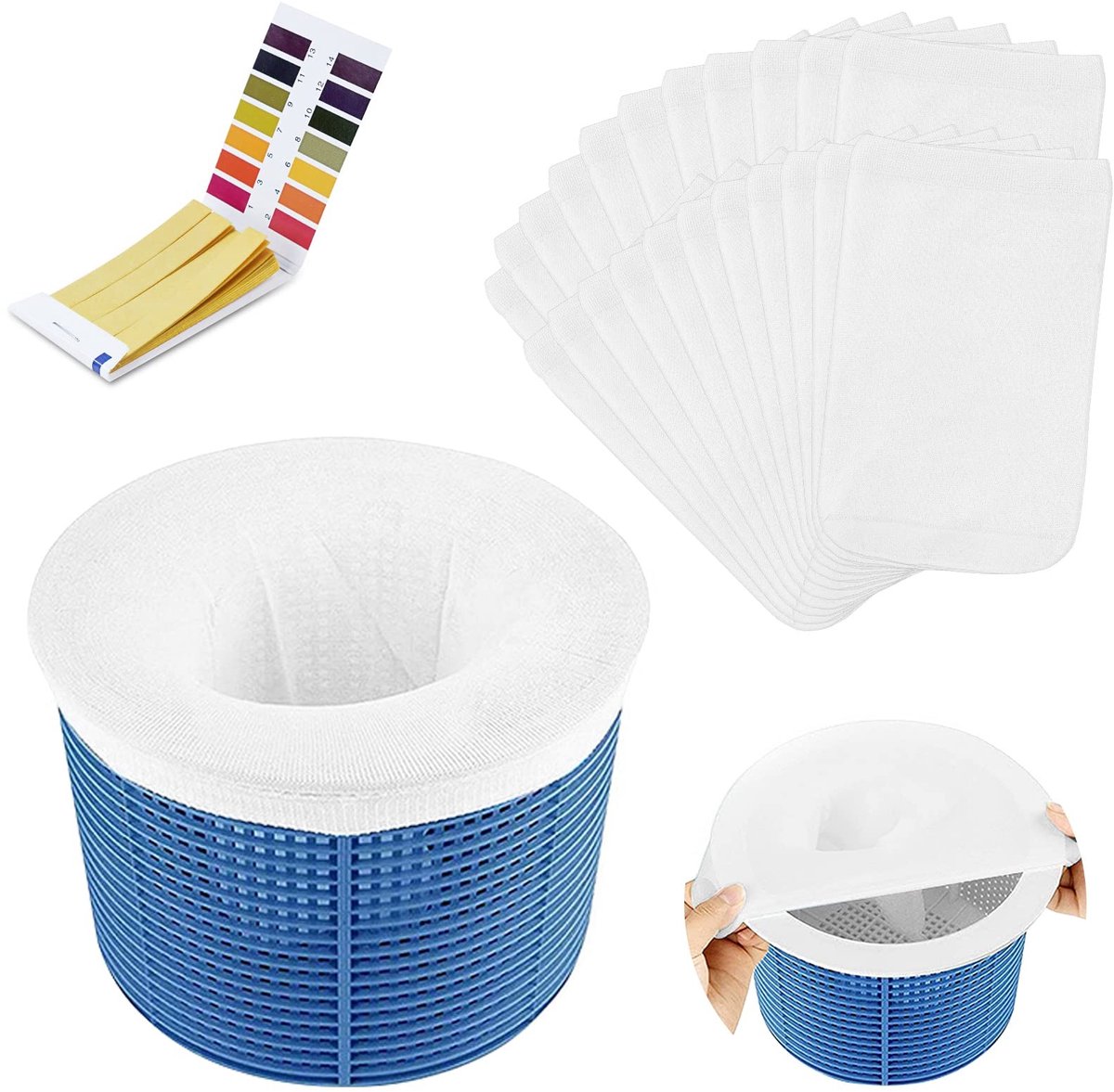 Dailygoods - Dailygoody - Filterkousen voor zwembad - Herbruikbare filterbeschermers - 22 stuks - Ultrafijn gaas - Bescherming zwembadfilter - Geschikt voor i