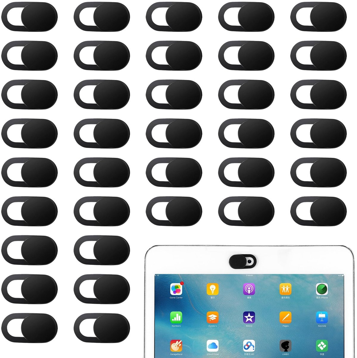 Dailygoods - Dailygoody - Webcam Cover - Privacy Bescherming - Ultra Dun - Zwart - 36 Stuks - Webcam Slider - Geschikt voor Laptop en Telefoon - 8 x 6 x 1 cm