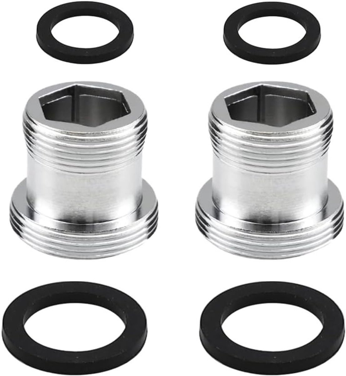 Set van 2 Tapadapters voor Keukenkraan en Wastafel, Waterfilter Connector met Rubber Seal, M20-M22