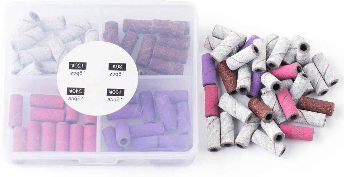 Sanding Bands voor Nageldrills - Set van 60 Stuks met 80/120/180 Grit voor Manicure en Pedicure, Geschikt voor Natuurlijke Nagels en E-file Gebruik