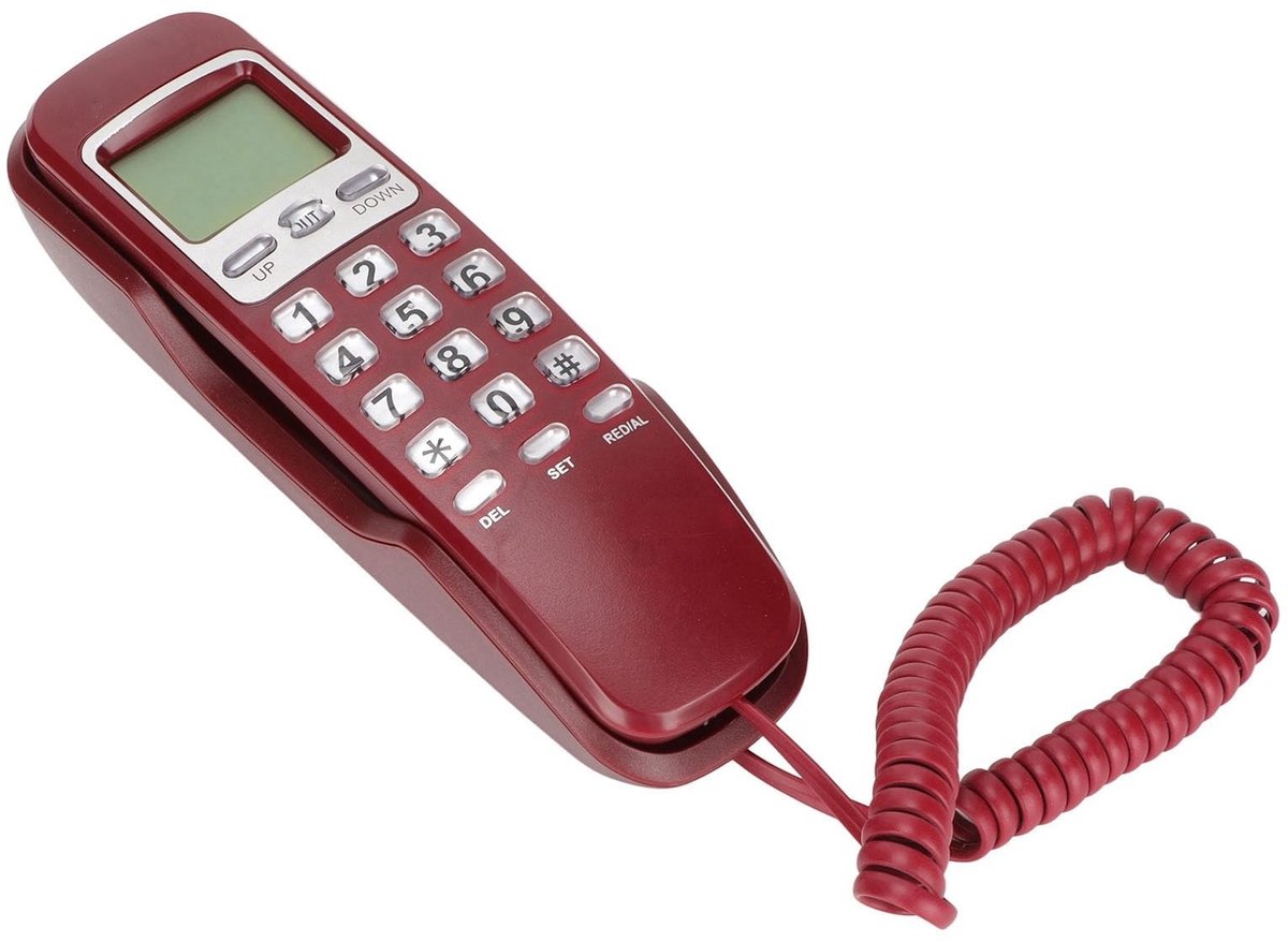 Dailygoody - Draadtelefoon - LCD-scherm - Multi functioneel - Rood - Vaste telefoon - Geschikt voor thuiskantoor - Compact model