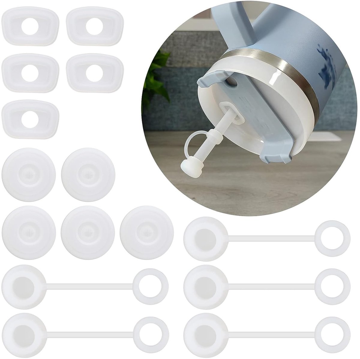 Dailygoods - 15 Stuks Lekbestendige Siliconen Rietjes Stoppers