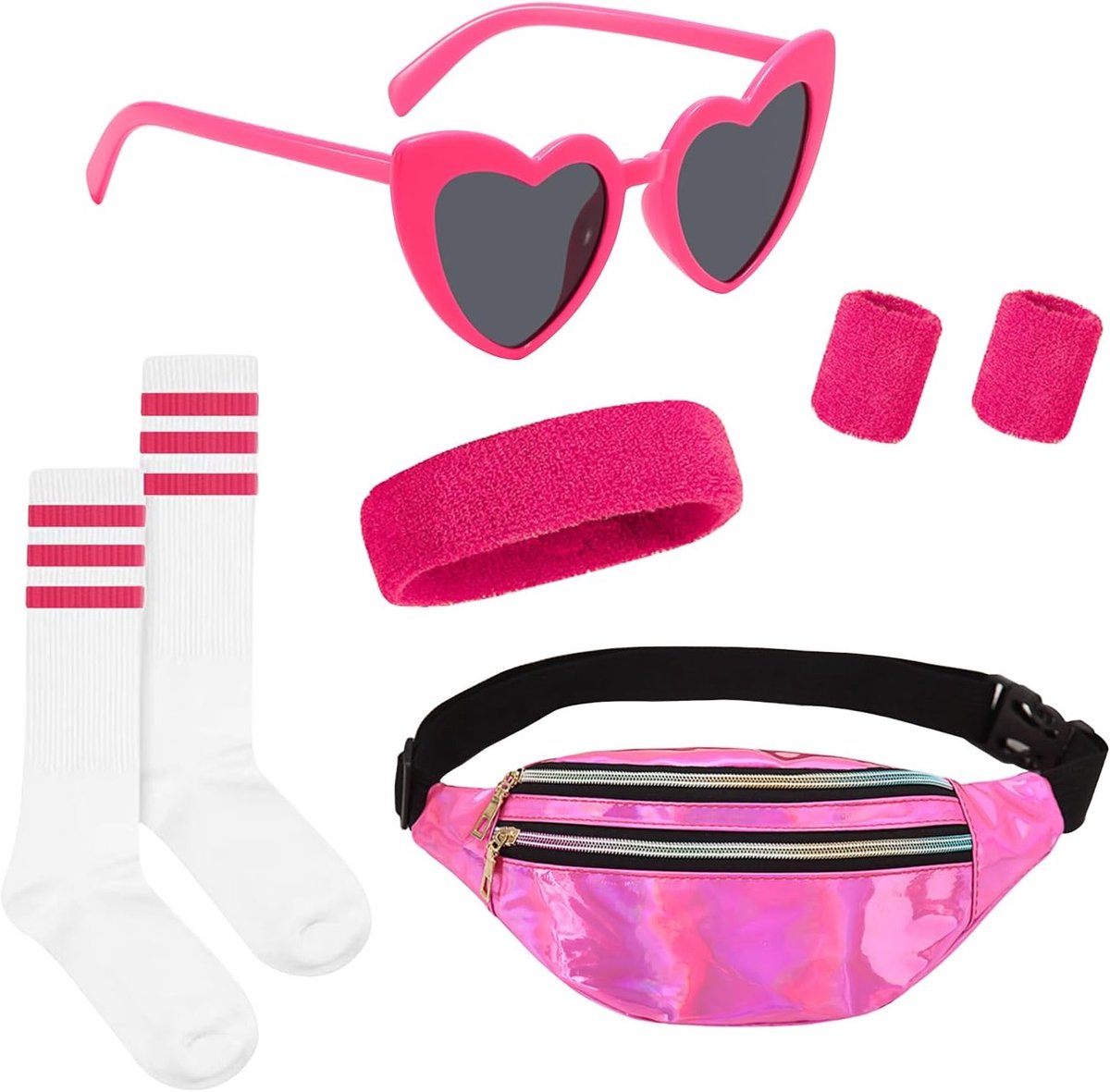 Stijlvolle 90s outfit voor dames in roze, maat M - Perfect voor retro looks en casual evenementen