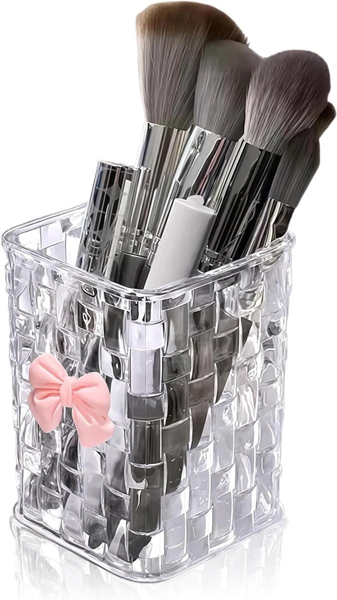 Desktop Organizer en Opbergdoos voor Kantoor en Slaapkamer, Pennenhouder en Make-up Organizer, Transparant 10.5x7.5x7.5cm, Ruimtebesparend en Praktisch