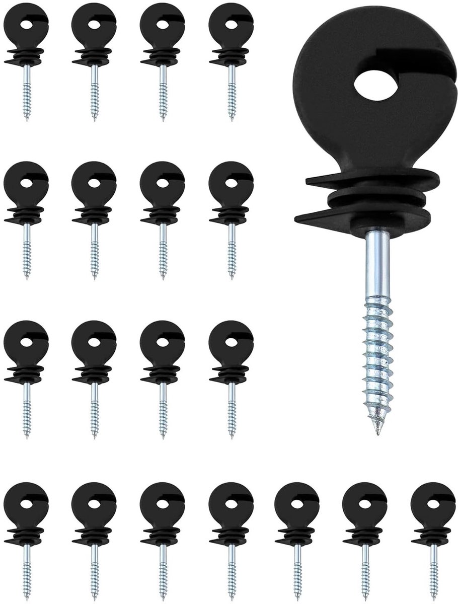 Omheining Isolatoren - Ring Isolator - Draad Bevestigen - Hoge Kwaliteit Materiaal - 20 Stuks - Zwart