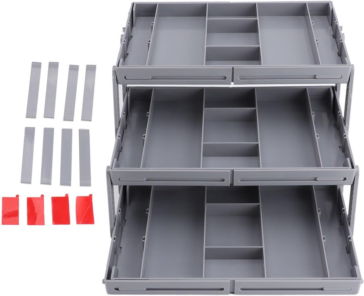 Expandable Lade Organizer voor Cosmetica - Haaraccessoires - Plastic Makeup Opbergdoos met Meerdere Lagen - Geschikt voor Badkamer - Keuken - Kantoor (3 Lagen)