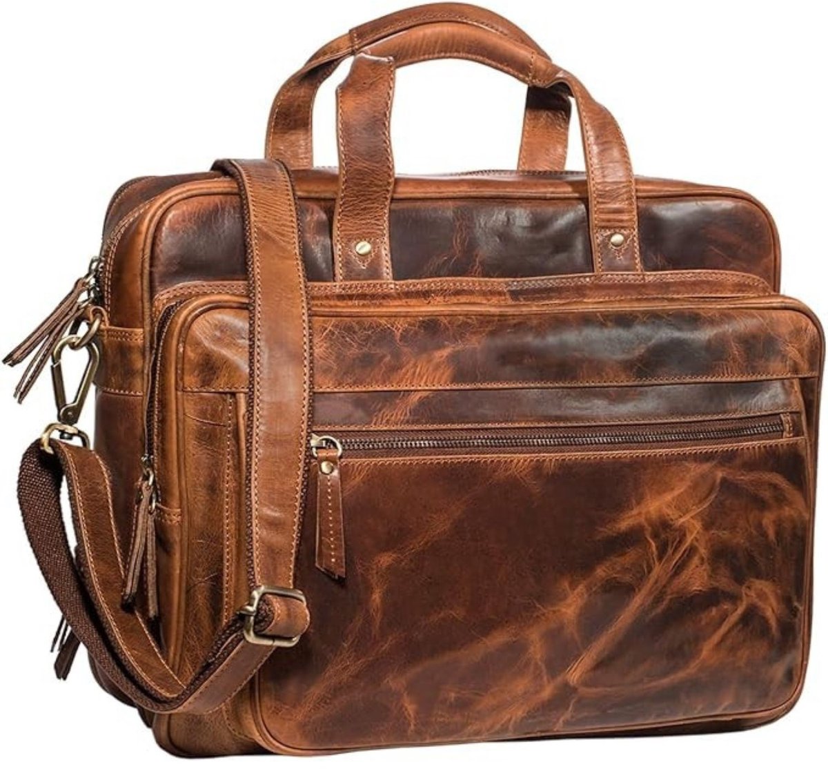 Leren Laptoptas - Laptoptas - Leren Tas - Luxe Leren Laptoptas - Werktas - Schoudertas - Business Tas - Leren Business Tas - 15.6 inch - Bruin - van Imperatoris