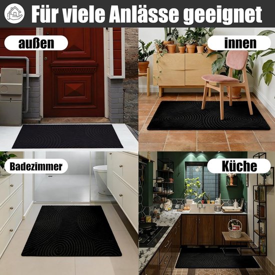 Tapis – Paillasson d'entrée – Tapis universel intérieur/extérieur – Tapis anti-poussière – Lavable – Motif ondulation d'eau – Convient pour les entrées, les portes d'entrée, les terrasses, les couloirs et les jardins – Marron – 45 x 75 cm