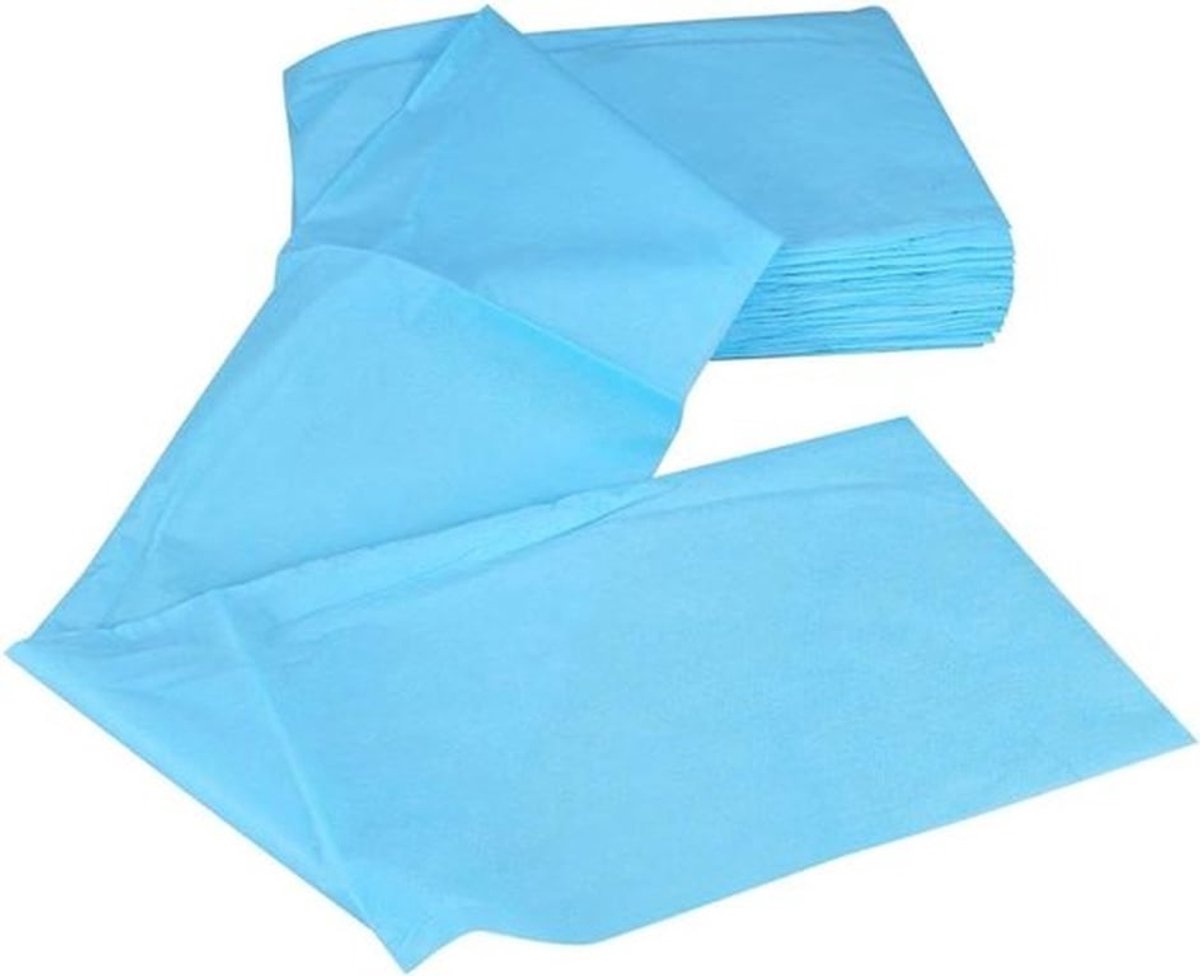 Set van 10 waterdichte wegwerp bedovertrekken van non-woven materiaal in blauw, 180x80 cm, ideaal voor massage- en beautybehandelingen voor hygiënisch gebruik
