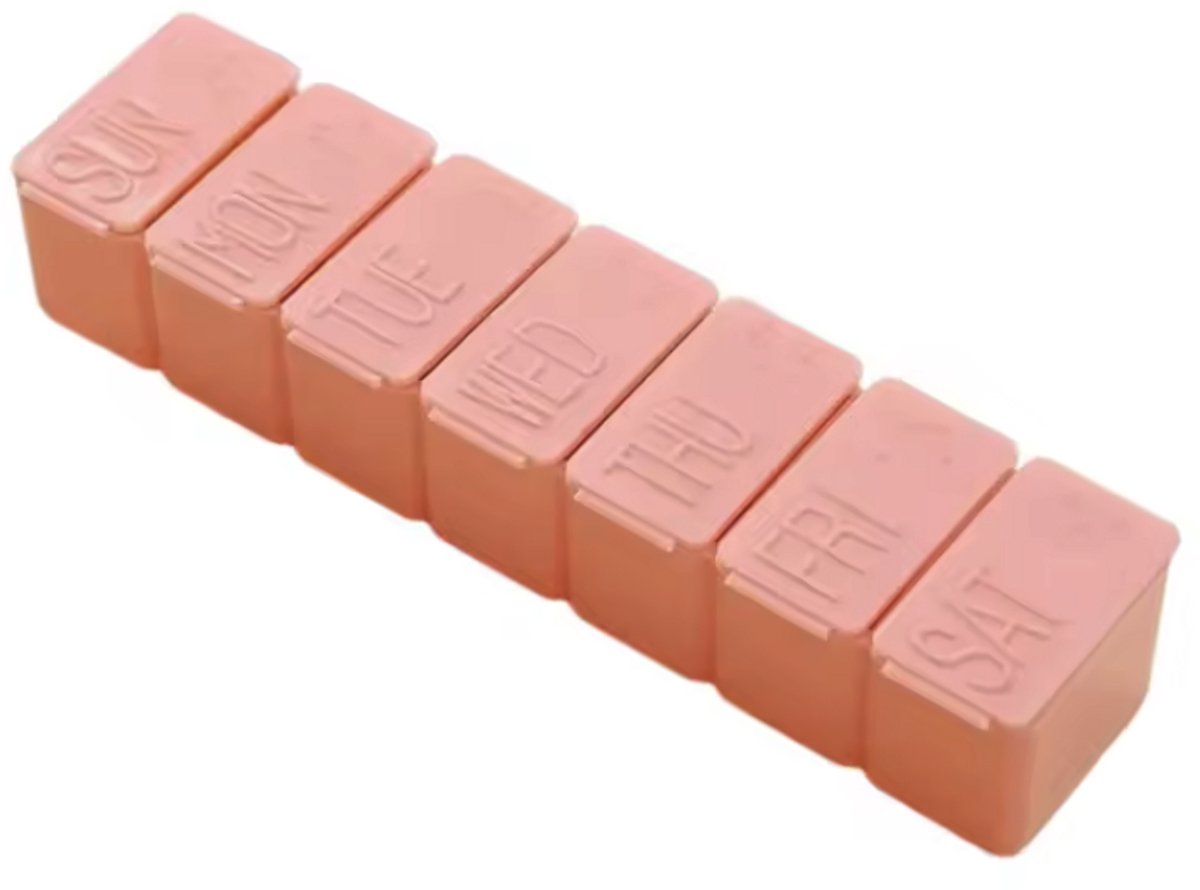Roze pillendoos - Pillen opbergdoosje - Pillen verdeeldoos - Roze - 7-vaks - 13CM - Kunststof - CHPN