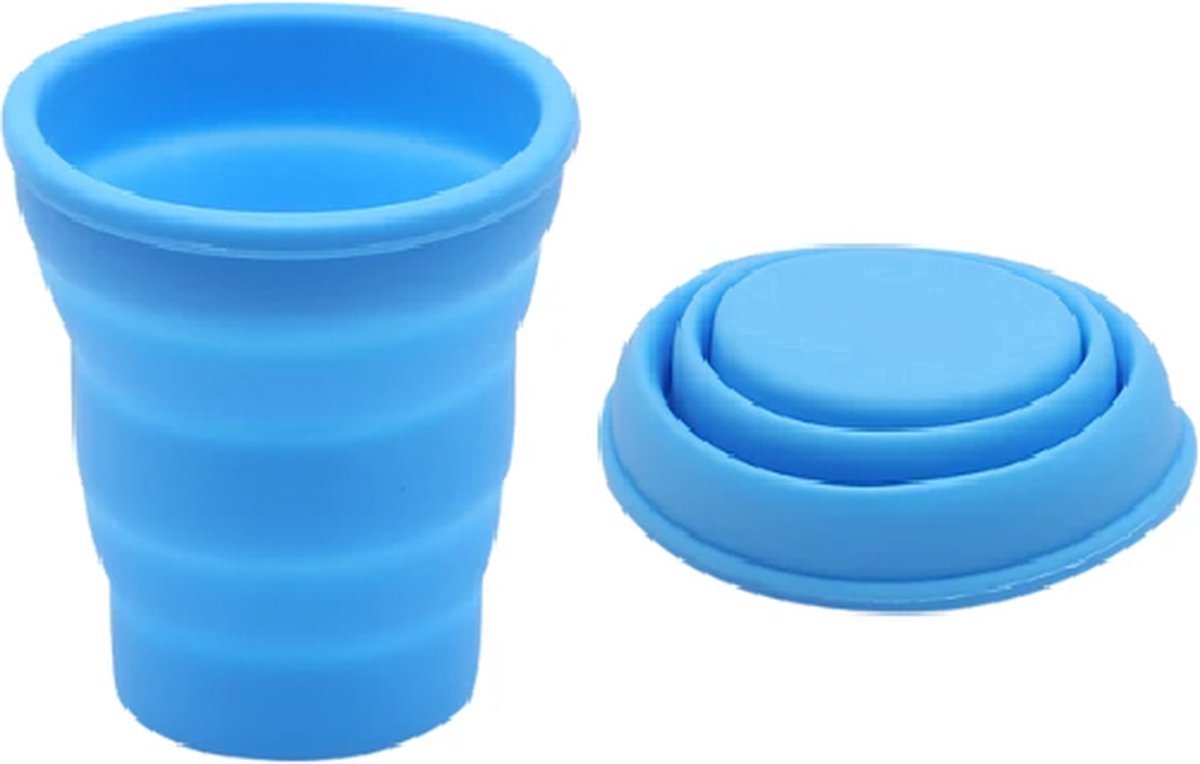 Scoby - Opvouwbare Beker - Siliconen Reisbeker - Collapsible Cup - 110ml - Blauw