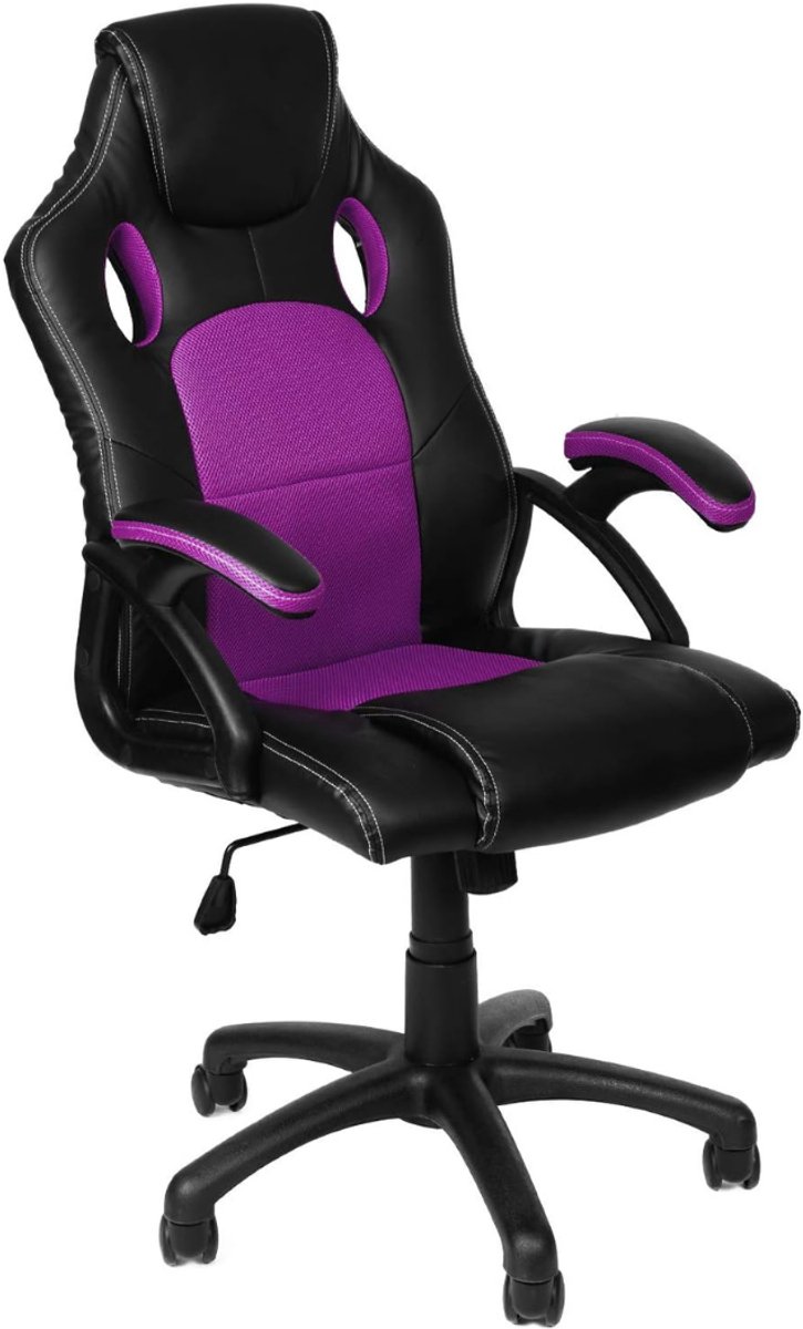 HEZIVO® Gamestoel met Voetsteun - Gamingstoel - Bureaustoel - Zachte Bekleding - Paars