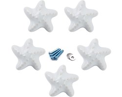 Keramische Ladeknoppen voor Kinderkamers - Handgrepen voor Laden en Kasten (Set van 5 Inclusief Schroeven) Kleur: Wit