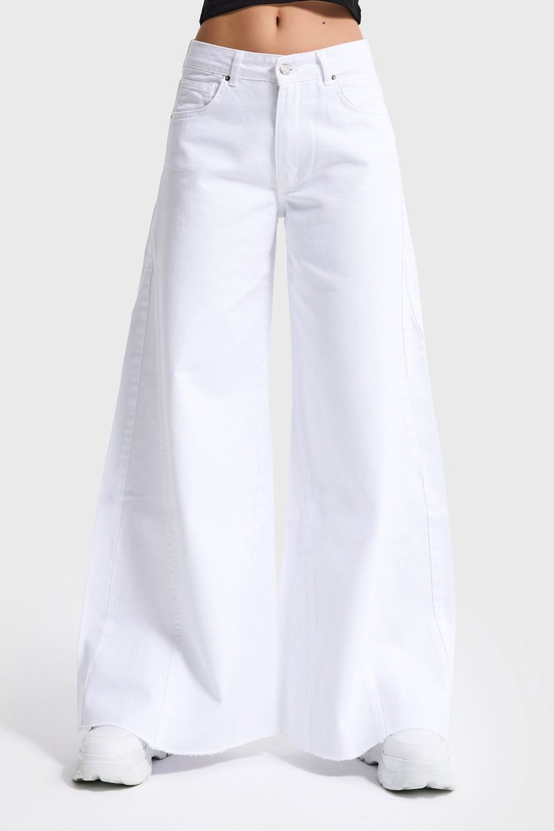 It's Basic - PALAZZO MID RISE JEANS - SNOW