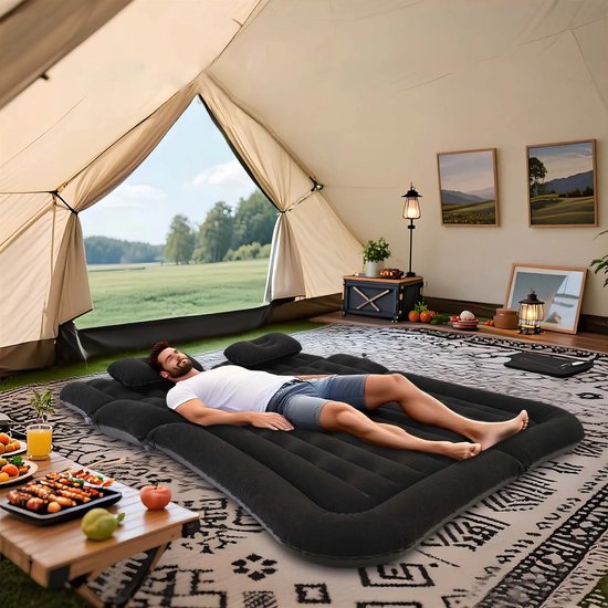 Cellista Auto Luchtbed SUV - Opblaasbaar Reisbed Achterbank - Camping Matras - 300 kg Draagvermogen - 174x126 cm - 12V Pomp - Flocking van Merkloos — afbeelding 4