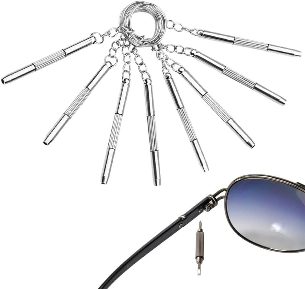Set van 8 Mini Schroevendraaiers voor Brillen-Reparatie - Dubbele Punt Pocket Schroevendraaiers - Multifunctionele Reparatie Gereedschap voor Brillen-Watchs-Sieraden-Computers