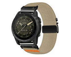 By Qubix - Geschikt voor Garmin bandje - 20mm Quickfit - Nylon bandje met parachute sluiting - Beige - Geschikt voor Garmin Fenix 7s/6s/5s / Instinct 2s / Epix Pro Gen 2 (42mm)