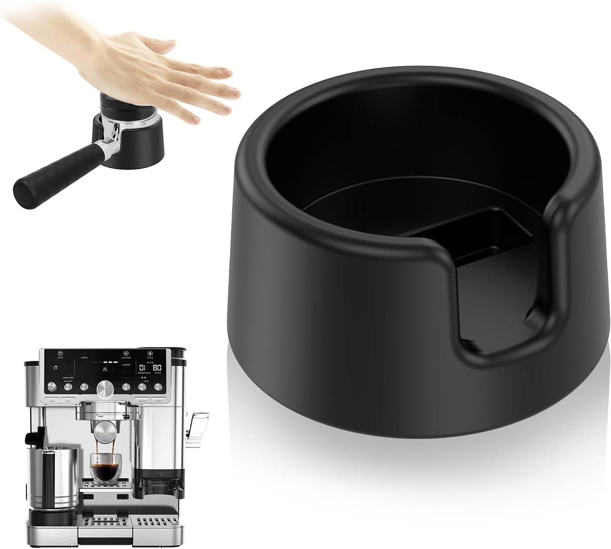 Koffie Tamper Basis Siliconen Mat Espresso Bereiden Antislip Design 8 x 8 x 41 cm Zwart