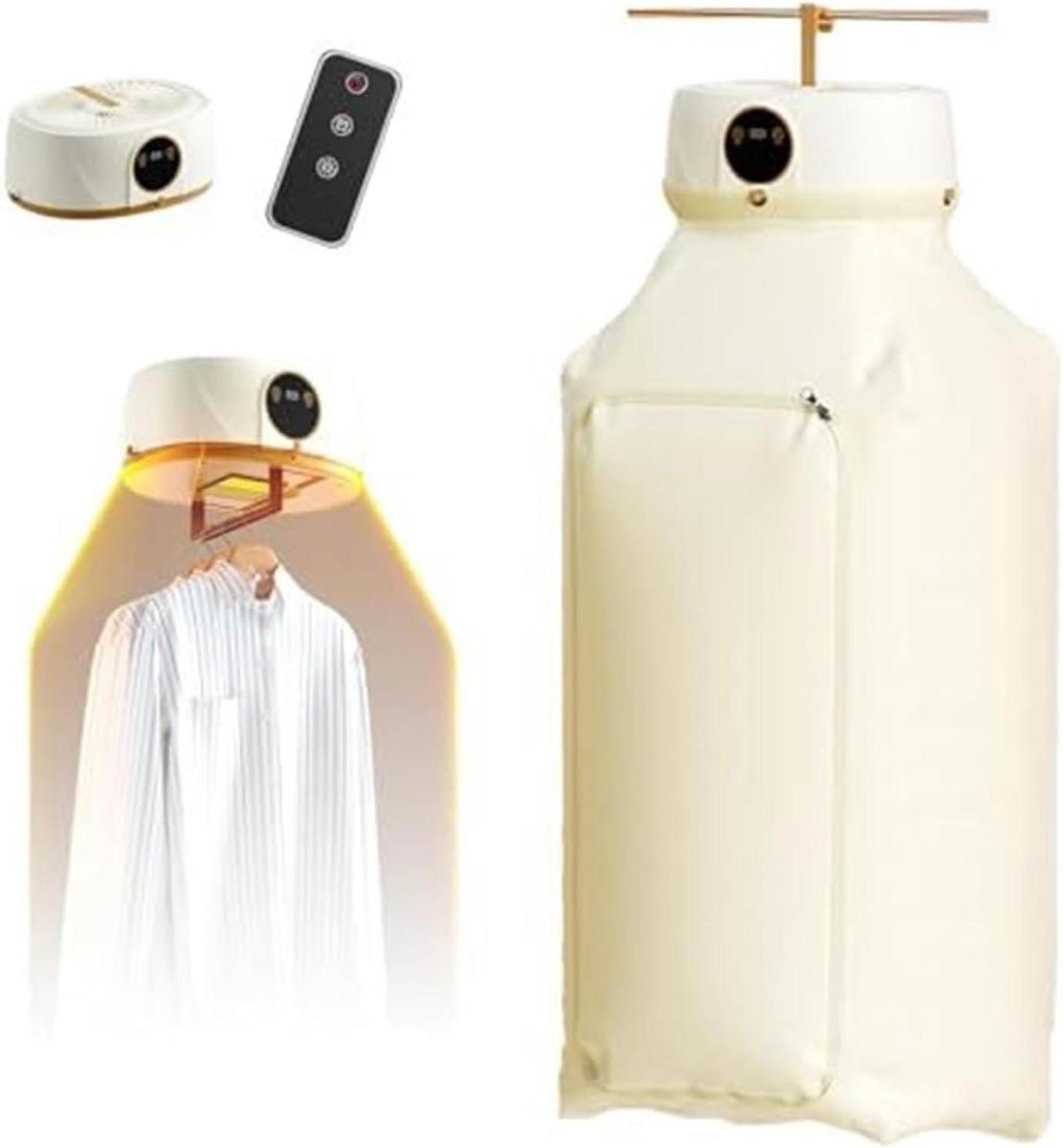 Draagbare Wasdroger Mini Droger Kleding Drogen Met Afstandsbediening Inclusief Droogzak Beige