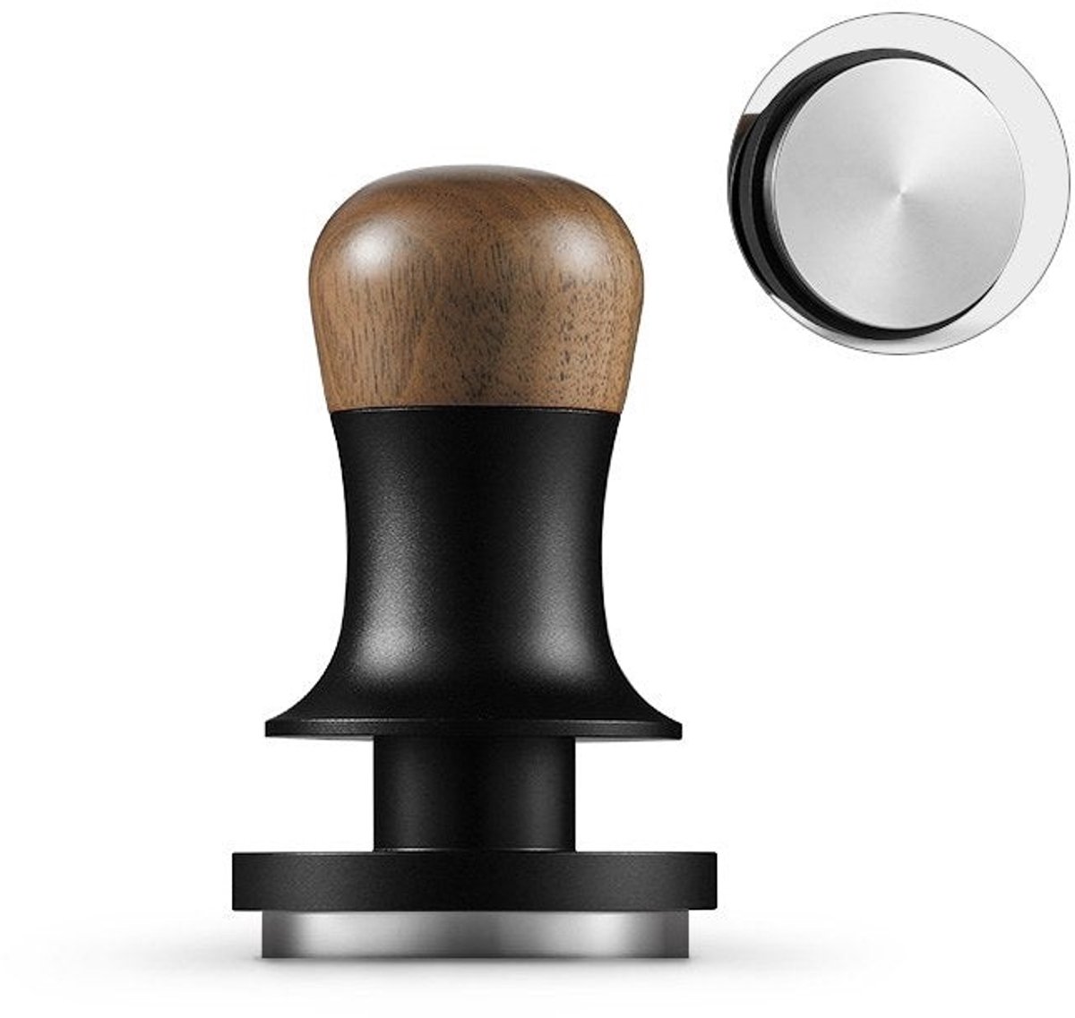 MHW-3BOMBER Flash Tamper 2.0 - constante druk - geluidsfeedback - walnoothout en rvs - 58.35mm - vlakke basis