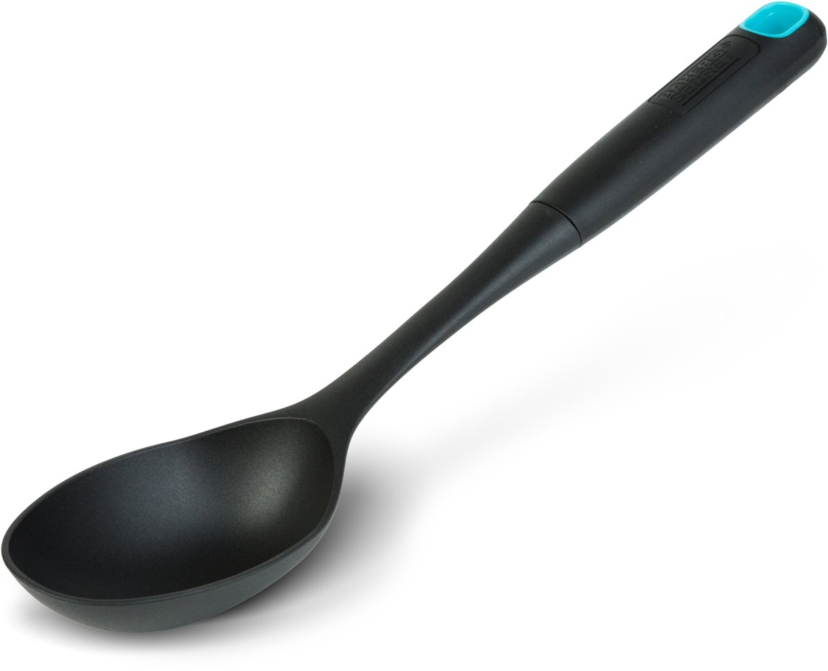 Kooklepel Nylon - Hittebestendige Opscheplepel voor Anti Aanbak Pannen - Keukenlepel BPA Vrij - Zwarte Kooklepel voor Soep - Pasta en Sauzen - Vaatwasserbestendig - 32,5 cm [BS41162]