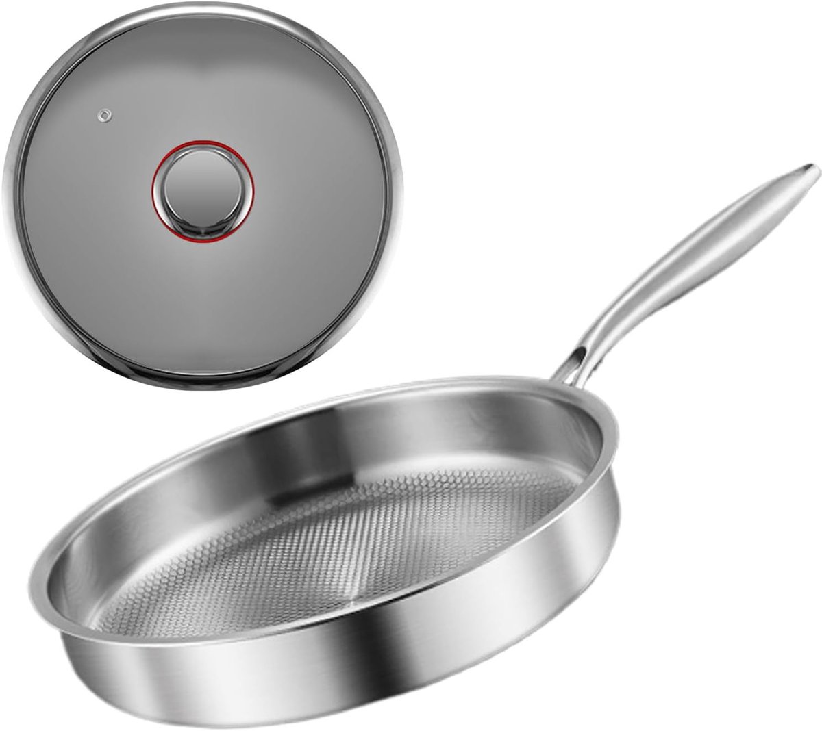 Koekenpan met Deksel - Antiaanbakpan Omeletpan - Snel Eieren Bakken - Geschikt voor Inductie - 20 cm Diameter
