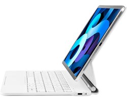 Geschikt voor Apple Air 11 inch M2/M3 2024/2025 - Magic Keyboard - Magnetische Standaard - QWERTY - Toetsenbord - Trackpad - Bluetooth - Functietoetsen - Tablethoes - Wit