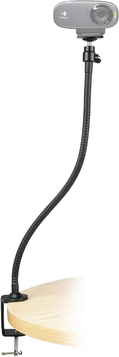 Verstelbare Webcam Bevestiging met Magnetische Zuignap voor Diverse Webcams, 64 cm Lengte, Ideaal voor Streaming en Videoconferenties