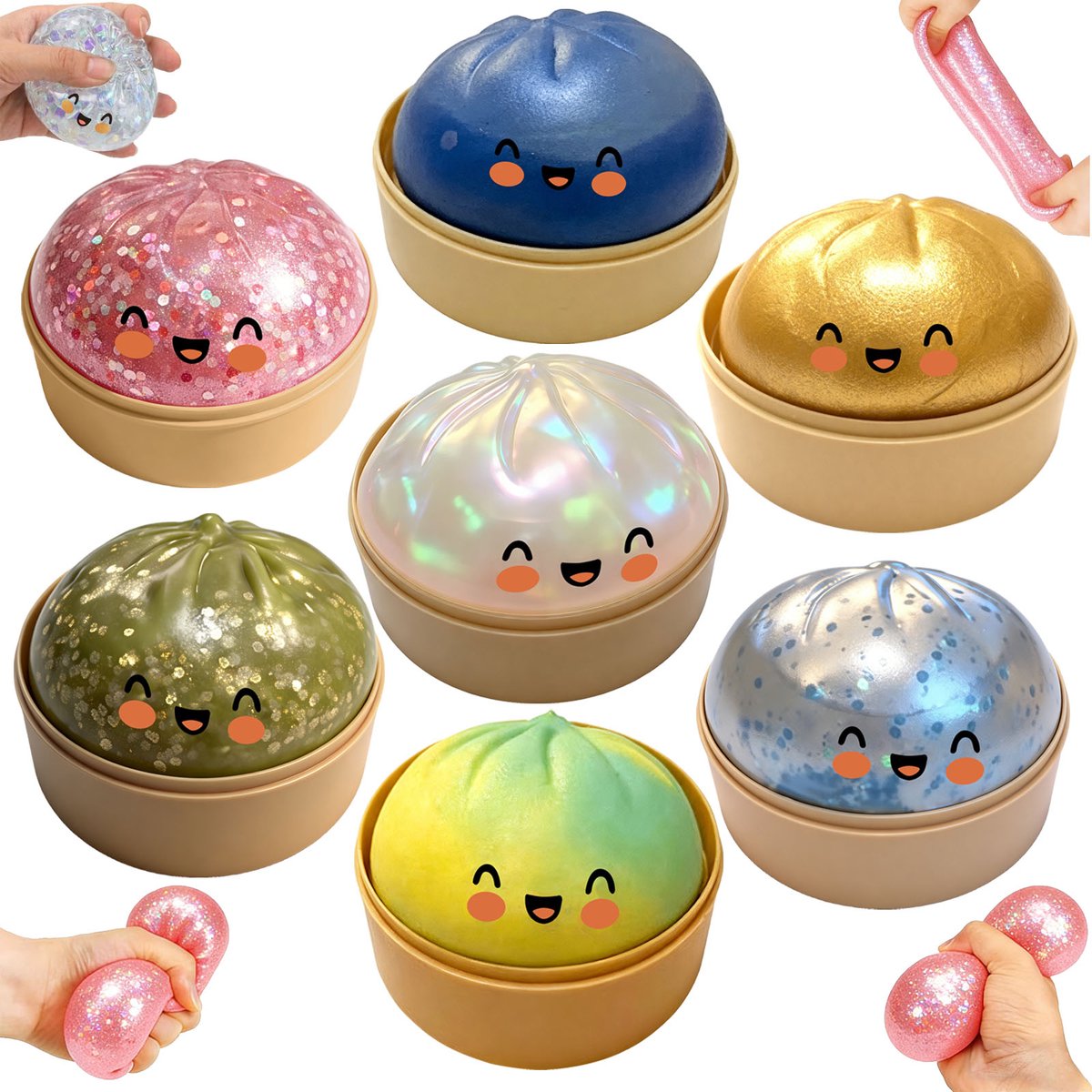 7x Dumpling Fidget Speelgoed - Kawaii Dumpling Knijp Speelgoed - Anti-Stress Speelgoed Fidget Speelgoed Voor Jongens En Meisjes Verjaardagscadeau Kerstcadeau Zakken Verjaardagsfeestje Kind