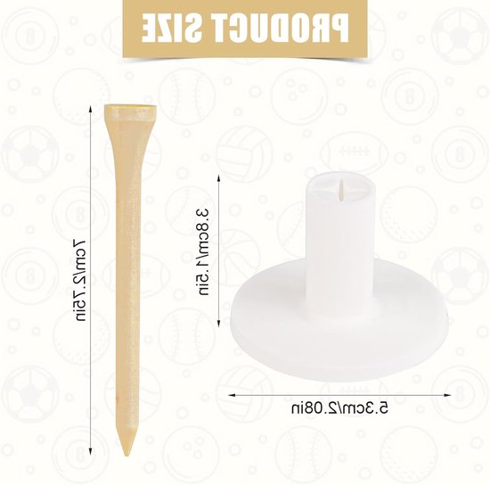 Dailygoods- Golf Tee Houder Wit - Rubberen Golf Tee - Houten Bal van Dailygoods — afbeelding 5
