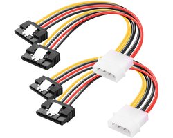 Molex naar Dual SATA Power Y-kabel, 4-pins IDE naar dubbele SATA female haakse verlengkabel voor voeding (2 stuks) - 18 AWG, ideaal voor PC en hardware-upgrades