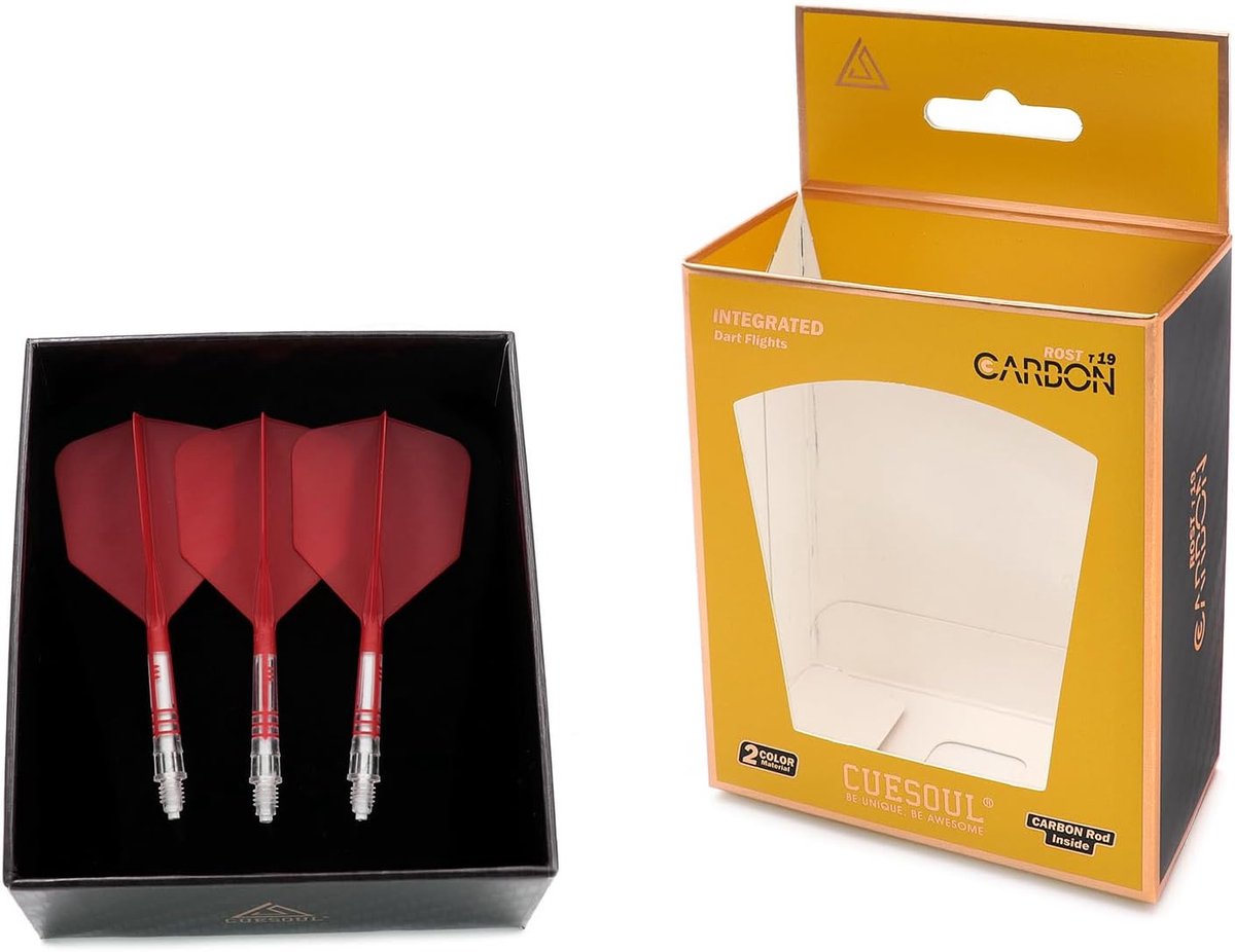 Dart Shafts Vleugels - Geïntegreerde Darts - Precisie Werpen - Versterkte Carbon Constructie - Maat 3 - Rood Wit