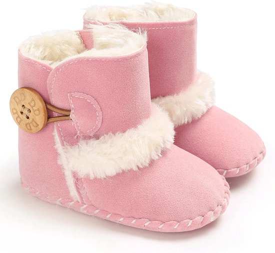 Babyslofjes met Knopen - Peuter Sneeuwlaarsjes - Warmte en Comfort - Antislip Zachte Zool - 0-18 Maanden - Roze — afbeelding 3