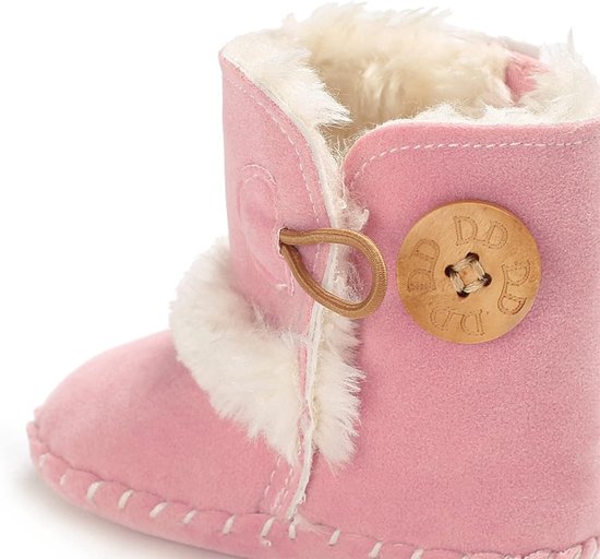 Babyslofjes met Knopen - Peuter Sneeuwlaarsjes - Warmte en Comfort - Antislip Zachte Zool - 0-18 Maanden - Roze — afbeelding 2