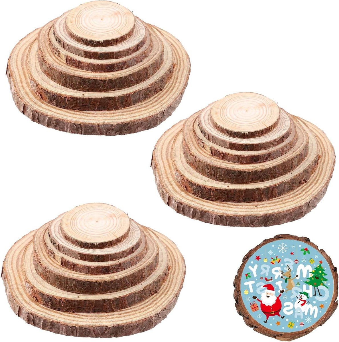 Natuurlijke Houten Schijven 50 Stuks - Ronde Schijven 6-11 cm - Houten Disc voor Ambachten, Bruiloften, Kerstdecoratie en DIY Projecten - Glad Oppervlak voor Schilderen en Schrijven