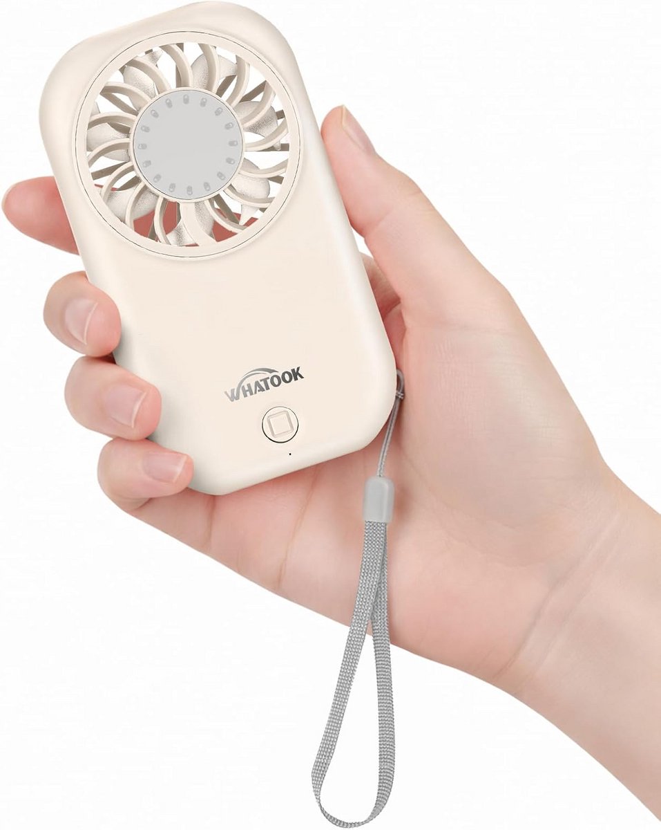 Mini Handventilator - Persoonlijke Ventilator - Onderweg Verkoeling - 11000 RPM Motor - 5x9x2 cm - Beige