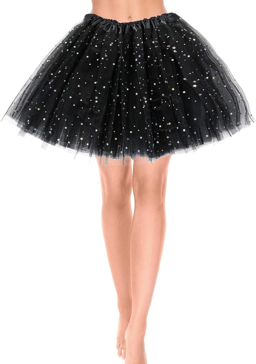 Elegante Tulle Rok met Sequins en Sterren voor Volwassenen en Tieners - Retro 80s Tutu voor Feestjes, Halloween en Carnaval