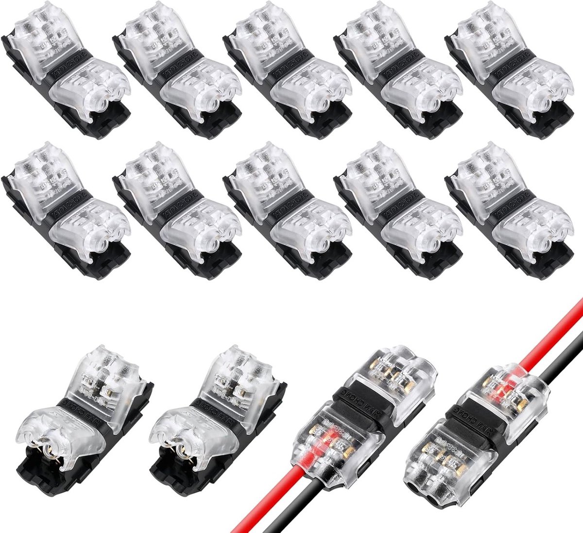 10 Stuks Elektrische H Draadconnectoren, 2 Pin, Snelle Koppeling 20/22 AWG voor Auto, Verlichting en Audio Installatie