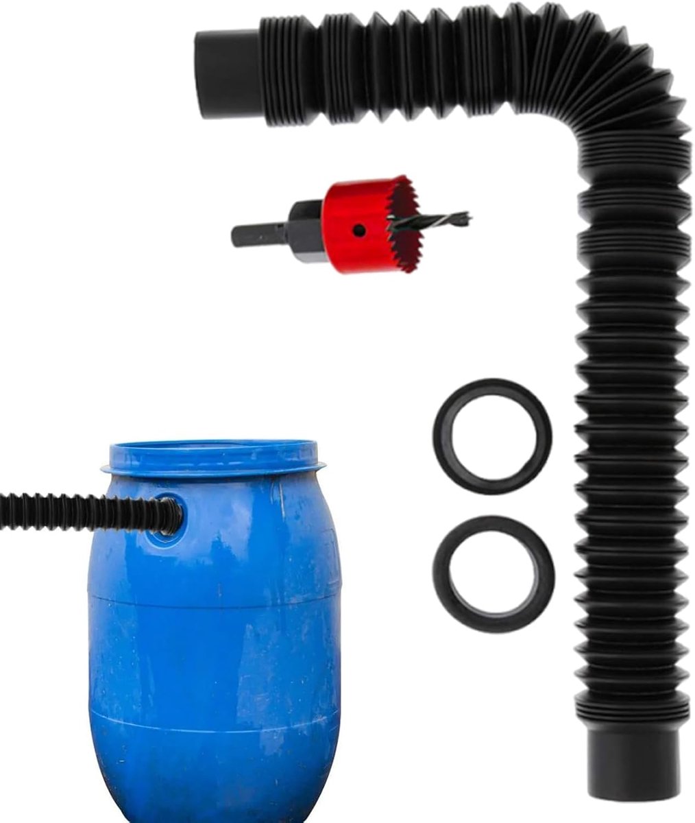 Regenwater Aansluiting - Watervat Kit - Tuin Irrigatie - Rekbare Slang - 15-79 cm