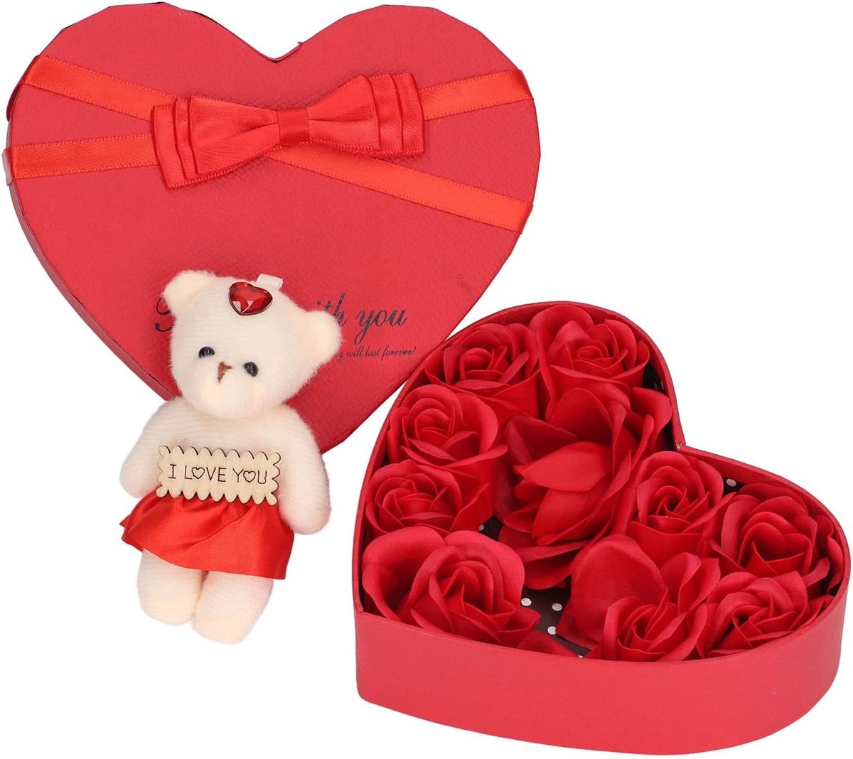 Zeep Rozen Cadeau - Bad Zeep Bloemen - Romantisch Cadeau - Altijd Mooi - 17 x 15.5 x 4 cm